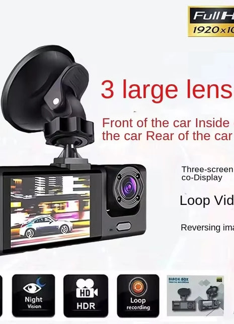3 Channel Car DVR HD 1080P 2/3-Lens Inside Vehicle Dash CamThree Way Camera DVRs Recorder Video Registrator Dashcam Camcorder - Riparo82