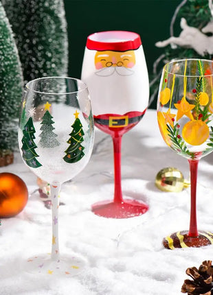 Bicchieri da vino natalizi da 450 ml Albero di Natale di Babbo Natale Aghi di pino Bicchieri da vino rosso per vino Succo di champagne - riparo82