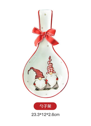 Set di posate in ceramica di babbo natale creativo nordico piatto per la cena in ceramica piatto per snack tazza per teiera per la casa barattolo sigillato regalo di natale - riparo82