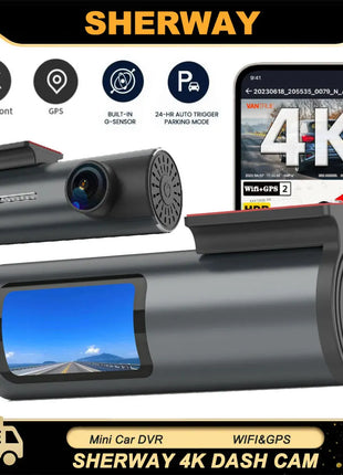 Dash Cam 4K WiFi GPS Dash Camera for Cars Mini Front Car DVR 24H Parking Mode G-Sensor Car Driving Video Recorder Loop Recording - Riparo82