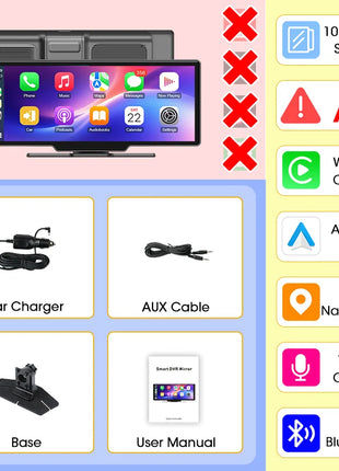 10.26" Wireless Carplay Android Auto Screen Car Radio Multimedia Video Player Rearview Camera Automotive Accessories 5G WIFI FM - Riparo82