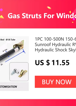 1PC 100N 300/350/380/400/450/500/550/600mm Universale Ammortizzatore A Gas Ascensore Supporto Cofano Auto Tronco Coperchio Supporto Ascensore Puntone RV di Ricambio