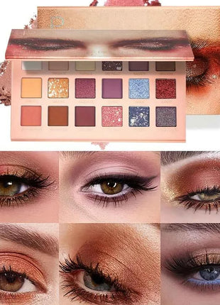 pudaier 18-Color Eyeshadow Palette - Matte, Pearlescent Shimmer & Metallic Finish - Long-Lasting Everyday & Evening Makeup