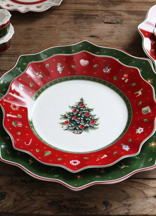 Tesoro tedesco Porcellana dura Giocattolo natalizio Joy Piatto piano multi-angolo Tazza di Natale Piattino Ciotola Candeliere - riparo82