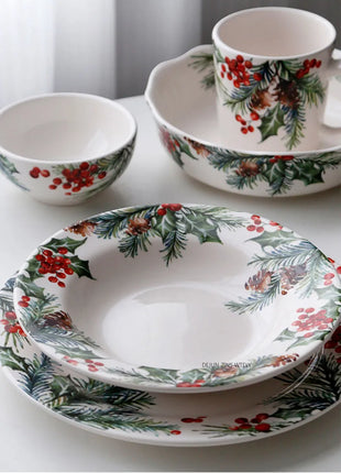 1PC Piatti in ceramica da cucina creativi Squisita stoviglie natalizie Piatti da bistecca per insalata di pasta Piatti in ceramica di alta qualità - riparo82