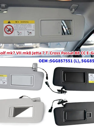 1/2Pcs Car Front Sun Visor Panel with Makeup Mirror for VW Golf mk7 mk8 Jetta 7 T-Cross Passat B8 CC E-Golf T-Roc - Riparo82
