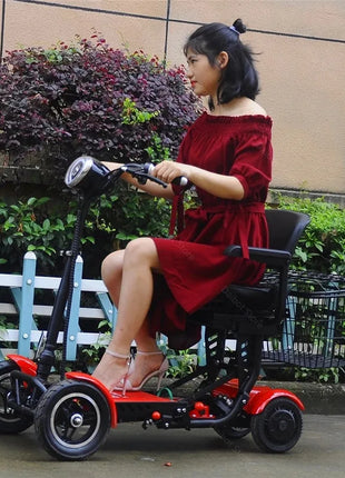 Foldable Mobility Scooter 4 Wheels For Old People Elderly Dual Motor 500W Folding Electric Scooter With Big Seat Blue Red White - Riparo82