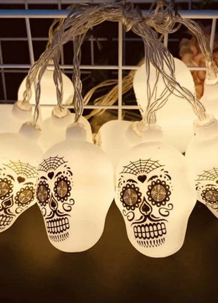1.5M 10LED Halloween LED Light String Horror Eyeballs Pumpkin Spider Bat Skull Lamp Trick Or Treat Happy Halloween Party Decor - Riparo82