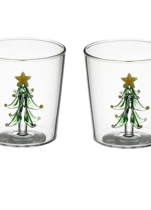 FOME Tazza di vetro creativa 1/2 pezzi Albero di Natale Caffè resistente al calore Tazza da latte Tè Tazza da caffè espresso Regali di Natale per ragazza - riparo82