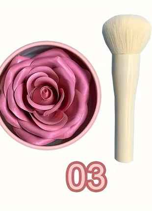 2pc Petal Blush Palette set with brush,Highgloss Contouring Cream Contour Makeup Rouge for Women Beauty Cosmetics Makeup Palette - Riparo82