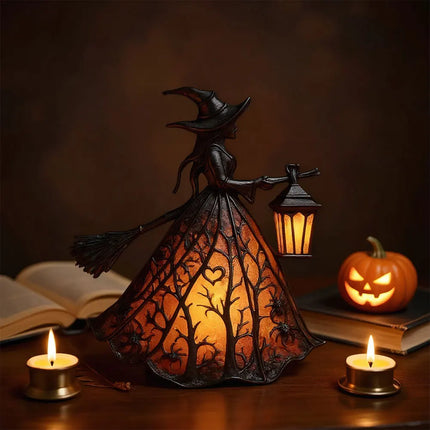 Halloween Witch Lamp Light with Glow-in-The-Dark Figurine for Bedroom Spooky Halloween Decor Indoor & Outdoor Halloween Decor