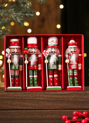 3/4/5 pezzi ornamenti natalizi schiaccianoci figure schiaccianoci in legno marionetta soldato per decorazioni pendenti per albero di Natale - riparo82