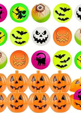 20/40Pcs Halloween Party Kids Gift Plastic Pumpkin Boxes with Glow in The Dark Bouncy Balls Trick or Treat Favors Goodie Fillers - Riparo82