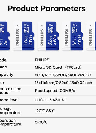 Scheda SD Philips Ultra Micro tf 128 GB 32 GB 64 GB Mini SD Card SD/TF Scheda Flash Scheda di memoria 8 GB 16 GB miniSD per telefono