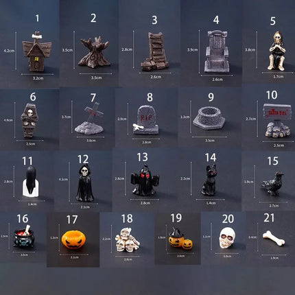 Halloween small ornaments horror skull pumpkin wizard resurrection ghost festival doll resin crafts desktop ornaments