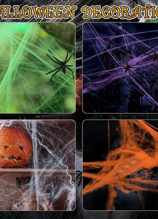 Artificial Spider Web Halloween Decoration Scary Party Scene Props White Stretchy Cobweb Horror House Home Decora Accessories - Riparo82