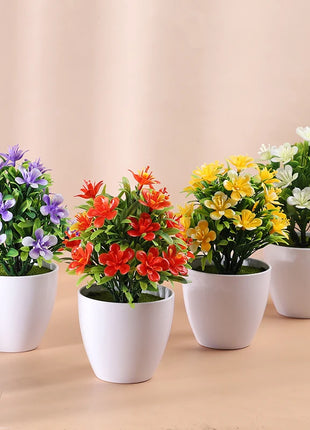 1pc Artificial Potted Plant Small Bonsai Flowers Pot Simulated Tree Ornaments Wedding Home Hotel Office Table Decor Fake Plants