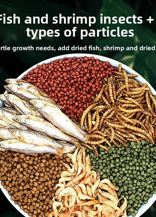 GEN CLIMB Turtle Food with Dried Shrimp&Mealworms-All-in-One Floating Pellets for Aquatic Turtles(Red-Eared Slider,Pond Turtle) - Riparo82