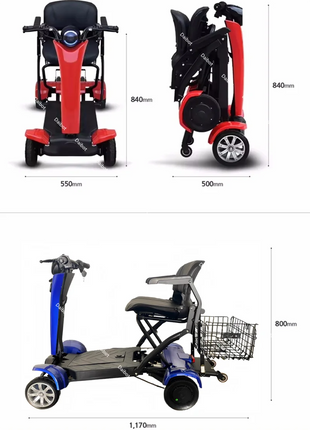 4 Wheel Automatic Foldable Electric Scooter For Adults With Seat 500W 36V Mobility Scooters For Seniors Removable Battery - Riparo82