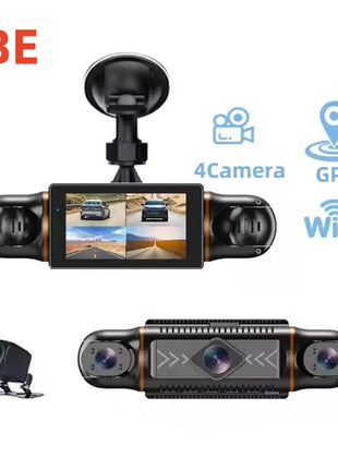 Car Dash Cam 4 Channel Black Box With GPS WIFI FHD 1080P Front Driving Camera Left Right Rear Night Vision 24H Parking Monitor - Riparo82