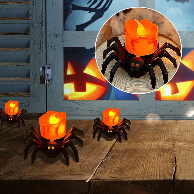 Halloween Decoration LED Candlelight Spider Plastic Pumpkin Lantern Ghost House Atmosphere Decoration Props Party Horror Props