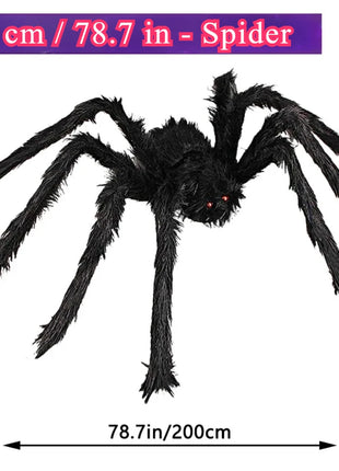 200cm Halloween Spiders Outdoor Decoration Halloween Plush Spiders Giant Spider for Indoor Outdoor Garden Party Decoration - Riparo82
