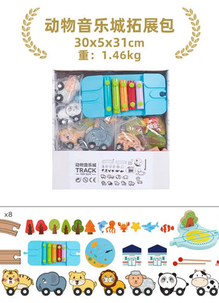 Set di binari ferroviari in legno Pacchetto di espansione Blocchi di costruzione fai-da-te Accessori Tracce adatte per binari in legno Biro Giocattoli educativi per bambini - riparo82
