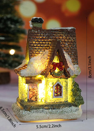 Incandescente inverno decorazione festa di natale mestiere resina di natale luminoso piccola casa ornamento romantico edificio in miniatura del villaggio