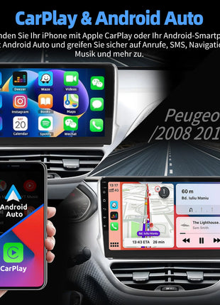 ESSGOO Android 14 For Peugeot 208 12-18 10"Display Car Stereo Radio GPS Navi Carplay Android Auto Wifi BT FM RDS Mirror Link SWC - Riparo82