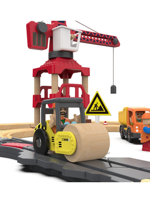 Set di binari ferroviari in legno Treno elettrico Modello magnetico per auto Slot pressofuso Adatto a tutte le marche Biro Pista in legno Assemblare Toy Boy Gift - riparo82