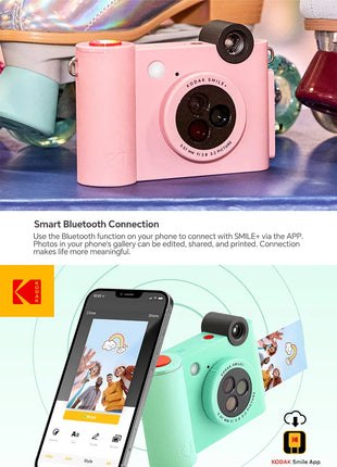 Stampante fotografica portatile Kodak Smile + Instnt Fotocamera Foto e macchina da stampa integrata aggiunge regalo per festival di carta fotografica Kodak Zink
