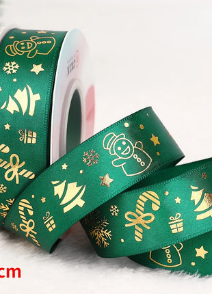 Nastro natalizio stampato da 5 metri Nastro natalizio in poliestere per design fatto a mano Decorazione natalizia Confezione regalo bouquet torta fai da te - riparo82