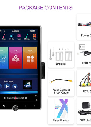Podofo 10.4" Vertical Rotatable Screen Android Car Radio 1 Din 2+64G Wireless Carplay Android Auto GPS 1Din Multimedia Autoradio - Riparo82