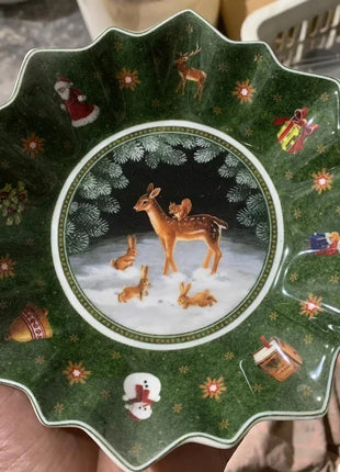 Tesoro tedesco Porcellana dura Giocattolo natalizio Joy Piatto piano multi-angolo Tazza di Natale Piattino Ciotola Candeliere Stili multipli - riparo82