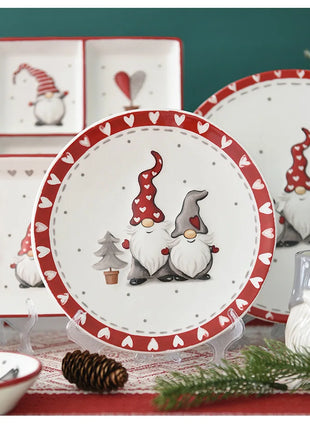 Set di posate in ceramica di babbo natale creativo nordico piatto per la cena in ceramica piatto per snack tazza per teiera per la casa barattolo sigillato regalo di natale - riparo82