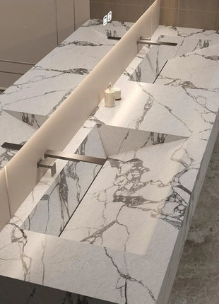 Set da toeletta in pietra senza cuciture, mobiletto da bagno con lavabo monopezzo, lavabo singolo e doppio, resistente alle macchie e durevole, personalizzabile