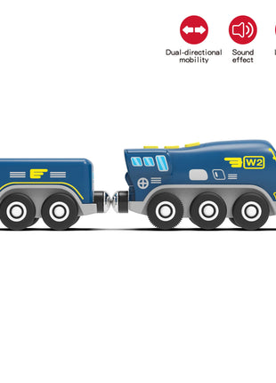 Treno elettrico magnetico per bambini Locomotiva per auto Slot per binario in legno Ferrovia pressofusa con due carrelli Regalo giocattolo in legno - riparo82