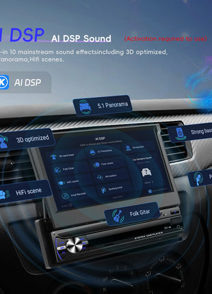 Hikity Carplay 4+64G Android 1Din Car Multimedia Player Retractable Screen GPS Navigation WIFI Bluetooth 1din autoradio No DVD - Riparo82