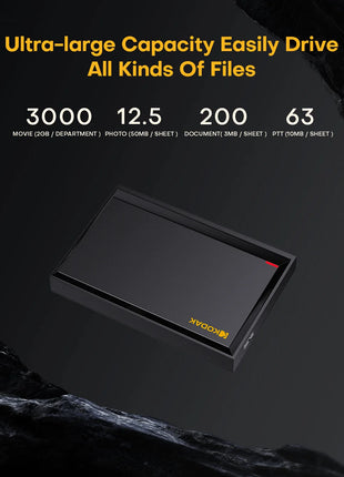 KODAK P190 Disco rigido esterno portatile da 2,5" 1TB/500GB USB 3.0 - Trasmissione veloce per PC, laptop, smartphone e archiviazione