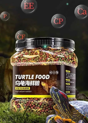 GEN CLIMB Turtle Food with Dried Shrimp&Mealworms-All-in-One Floating Pellets for Aquatic Turtles(Red-Eared Slider,Pond Turtle) - Riparo82