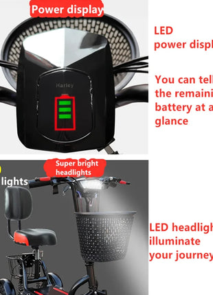 Foldable Electric Tricycle Scooter For 2 Person Elderly Adults Women Mini 3 Wheel Mobility Scooter For Adults Electric - Riparo82