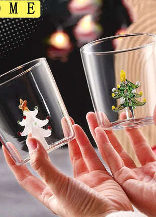 FOME Tazza di vetro creativa 1/2 pezzi Albero di Natale Caffè resistente al calore Tazza da latte Tè Tazza da caffè espresso Regali di Natale per ragazza - riparo82