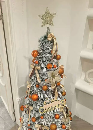 1.5M-2.25M Albero di Natale Allungabile PVC Floccato Albero di Natale Premium Denso Pino Artificiale Salvaspazio Pieghevole Ornamenti natalizi