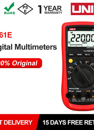 UNI-T True RMS Digital Multimeter UT61A UT61B UT61C UT61D UT61E UNI T AC DC Multimetros Capacitor Transistor Tester Data Peak - Riparo82