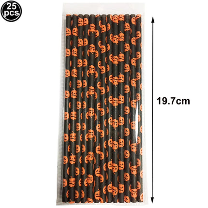 Halloween Theme Disposable Tableware Paper Plates Cups Straws Tablecloth Banner Spiral Cake Topper Happy Halloween Party Decor