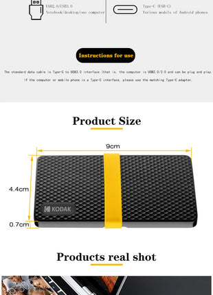 Kodak X200 portatile PSSD 2TB 1TB USB 3.1 tipo C disco rigido esterno 512GB 256GB unità a stato solido per PS4 Laptop Macbook PC