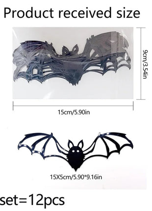 Halloween Bat Stickers Decoration 3D Red Black PVC Hollow Out Bat Wallpaper Decal Home Wall Background Halloween Decoration - Riparo82