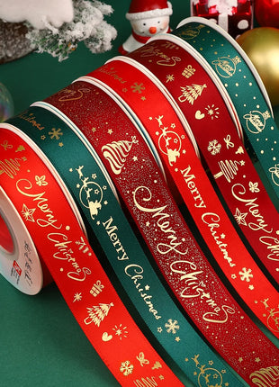 Nastro natalizio stampato da 5 metri Nastro natalizio in poliestere per design fatto a mano Decorazione natalizia Confezione regalo bouquet torta fai da te - riparo82