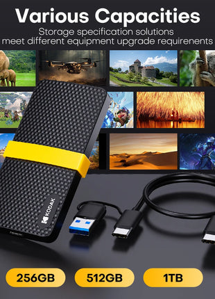 KODAK X200 SSD portatile 1TB Type-C USB3.1 disco rigido esterno 512GB 256GB per laptop Smartphone PC
