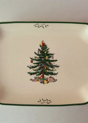 Classic Green Edge Series Christmas Set Size Plate Square Plate Size Bowl Fish Dish Coffee Set - riparo82